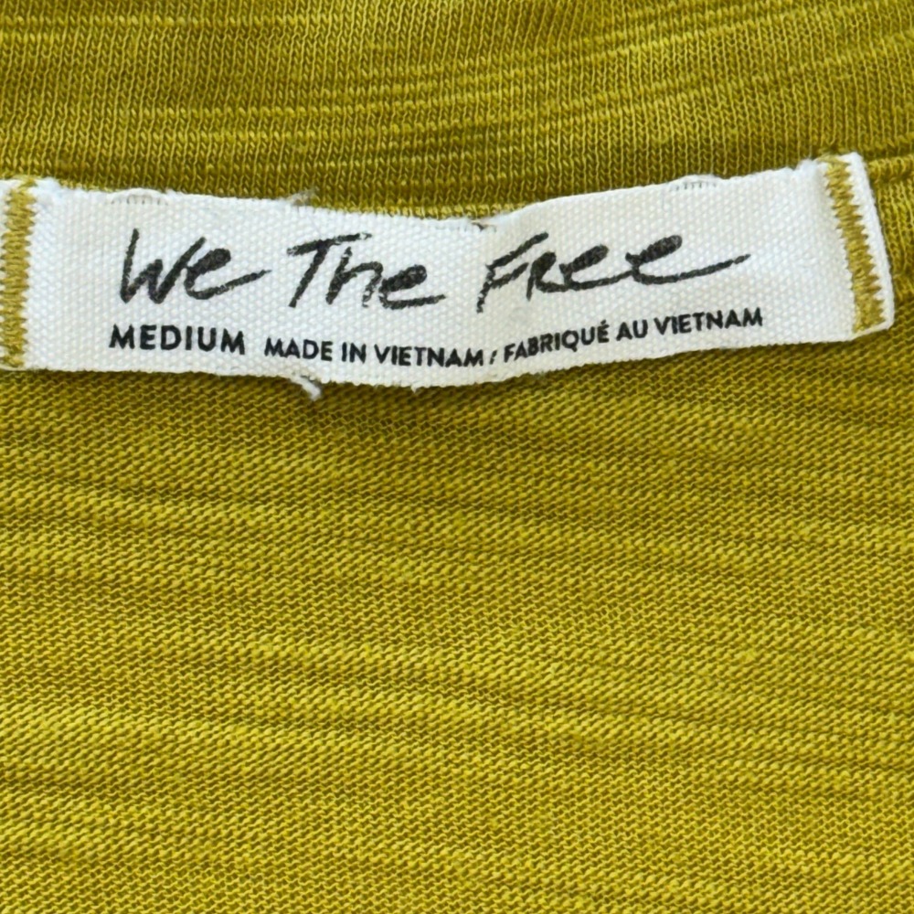 Free People We The Free Chartreuse Slub Knit Peplum Top Short Sleeve Size Medium - Picture 2 of 13